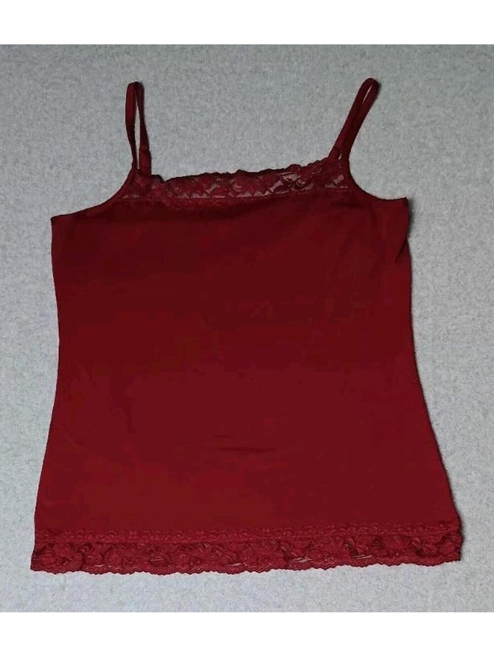 Maurices Y2K Cami Womens Size XL Deep Red Lace Trim Spaghetti Strap